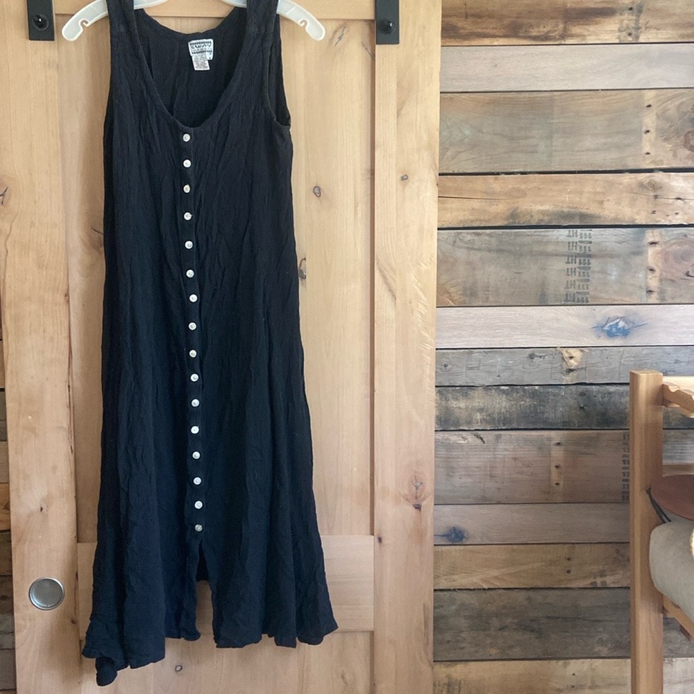 Vintage Black Buttoned Maxi sleeveless  Sundress